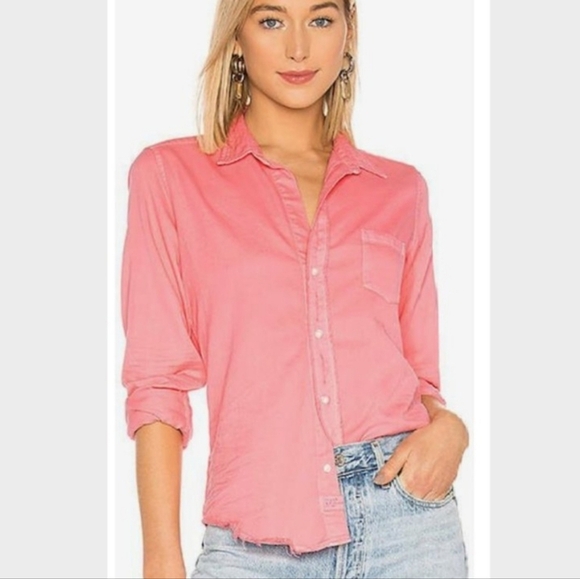 Frank & Eileen Barry Button Up Top In Famous Denim Grapefruit Size XS - Picture 1 of 15